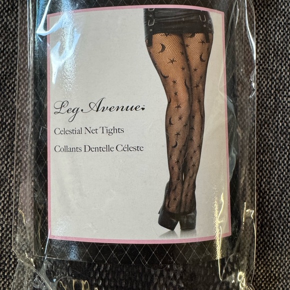 Leg Avenue Black Celestial Patterned Tights - Picture 1 of 1
